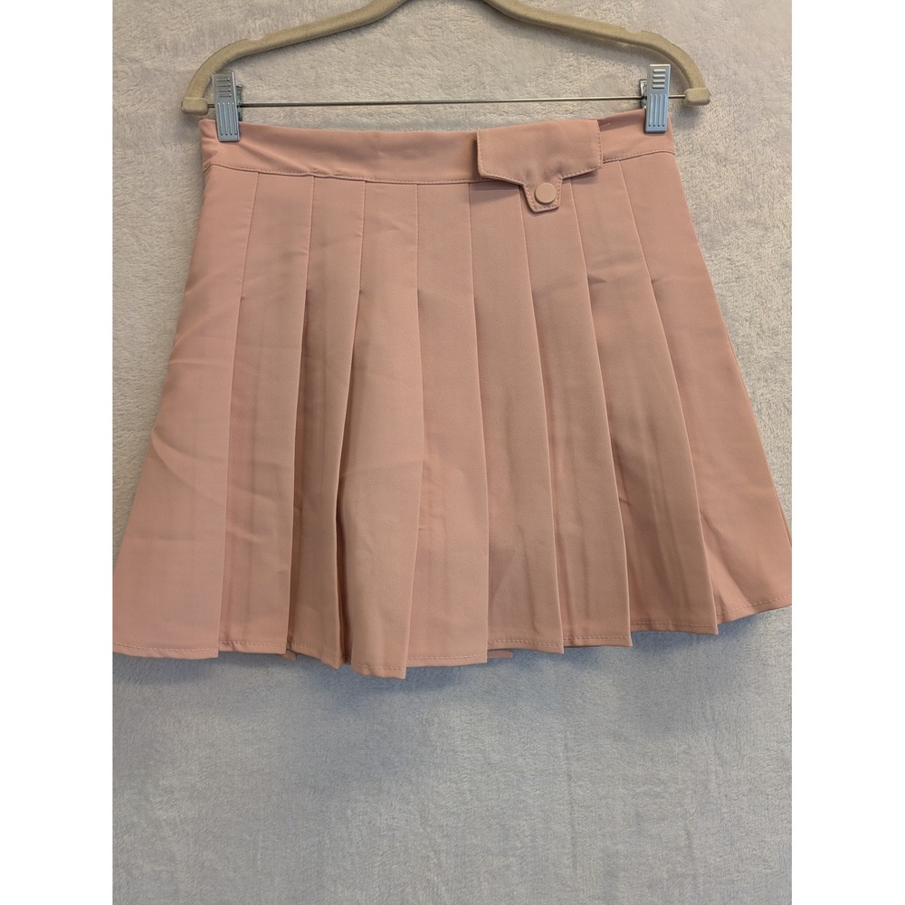 Lucca‎ Women's Pink Pleated Mini Skirt with Decorative Pocket Cute Casual